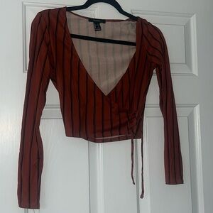 Striped long sleeve crop